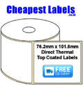 76.2x101.6mm Direct Thermal Top Coated Labels (10,000 Labels)