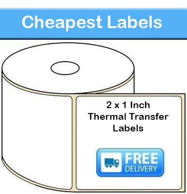 2 x 1 Inch Thermal Transfer Labels (20,000 Labels)