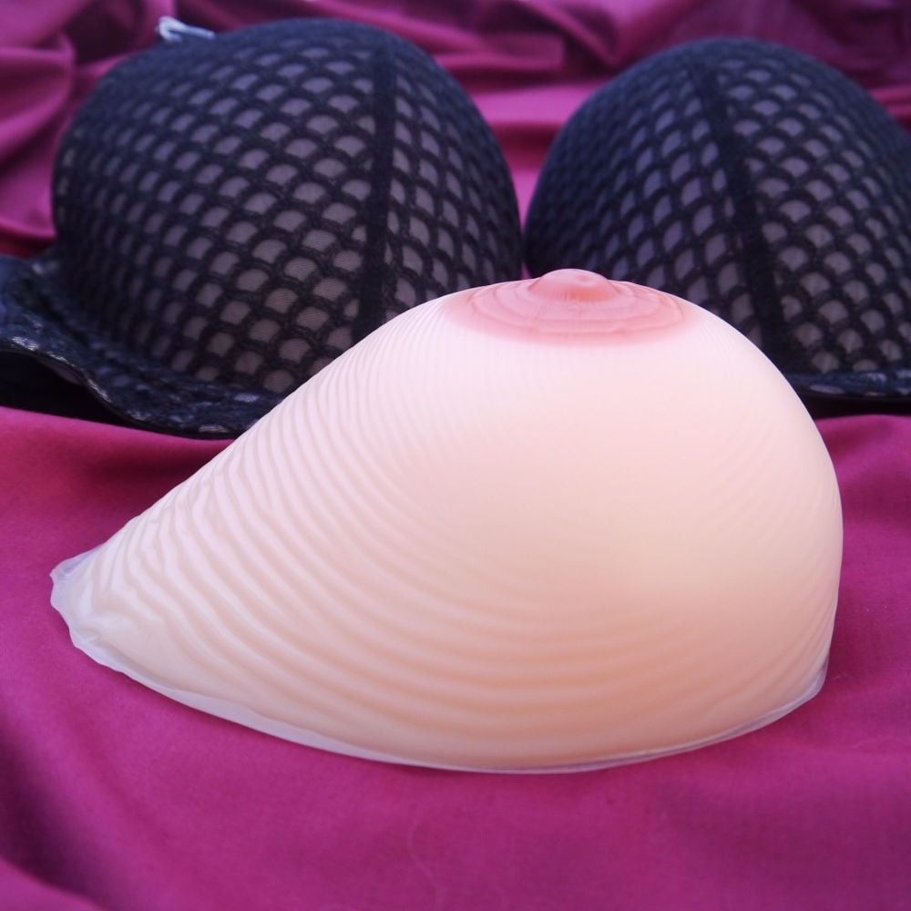 Teardrop Style 1 False Breasts: Silicone Breast Form Prostheses - 700g Each