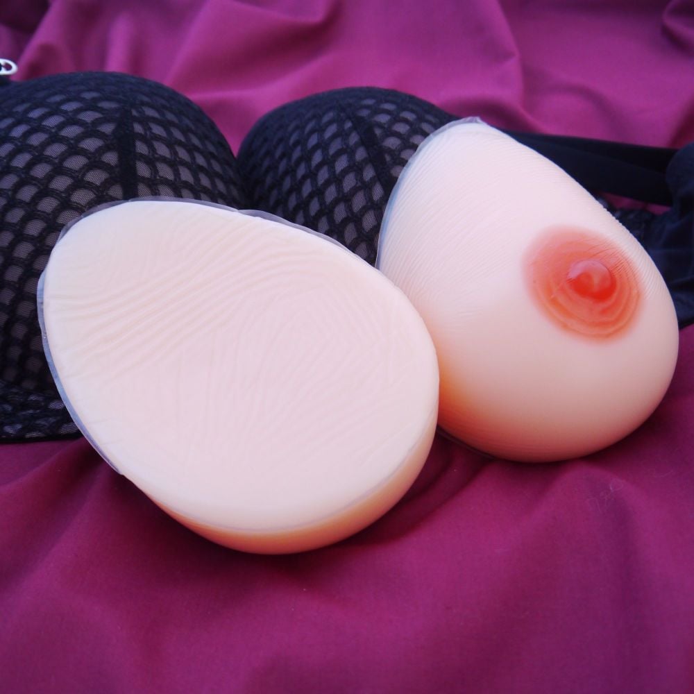 Teardrop Style 1 False Breasts: Silicone Breast Form Prostheses - 500g Each