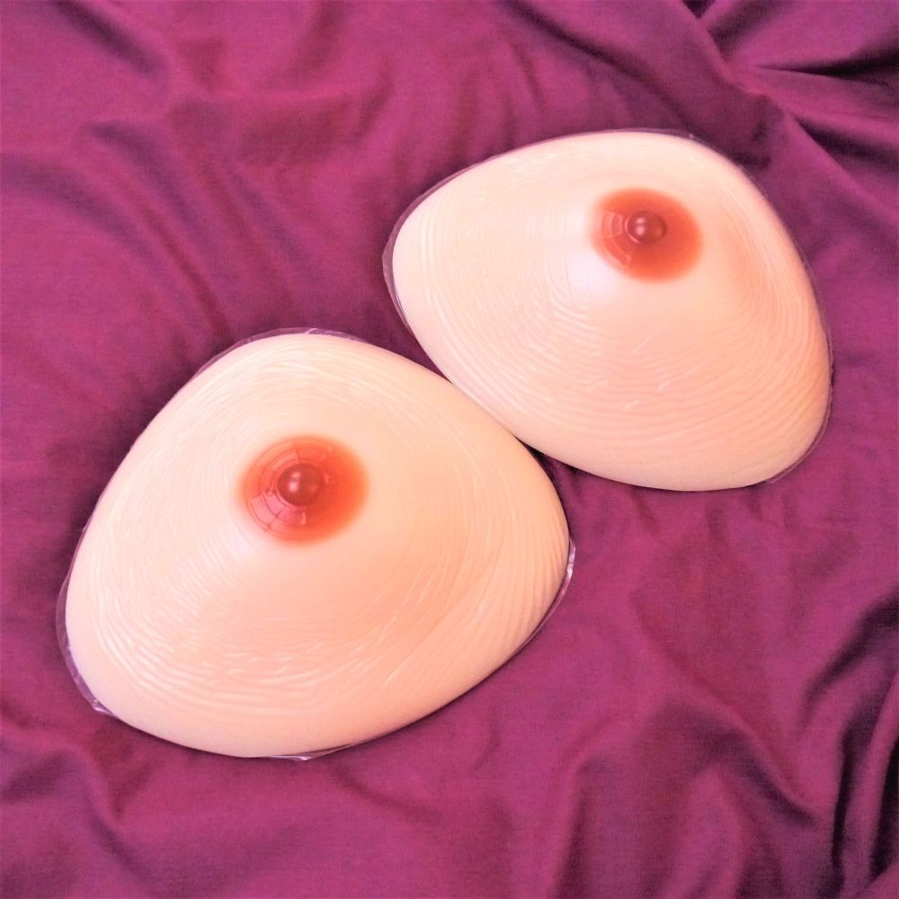 Beautiful Silicone Breast Form Prostheses - Triangle 600g Pair - Standard Thickness Back