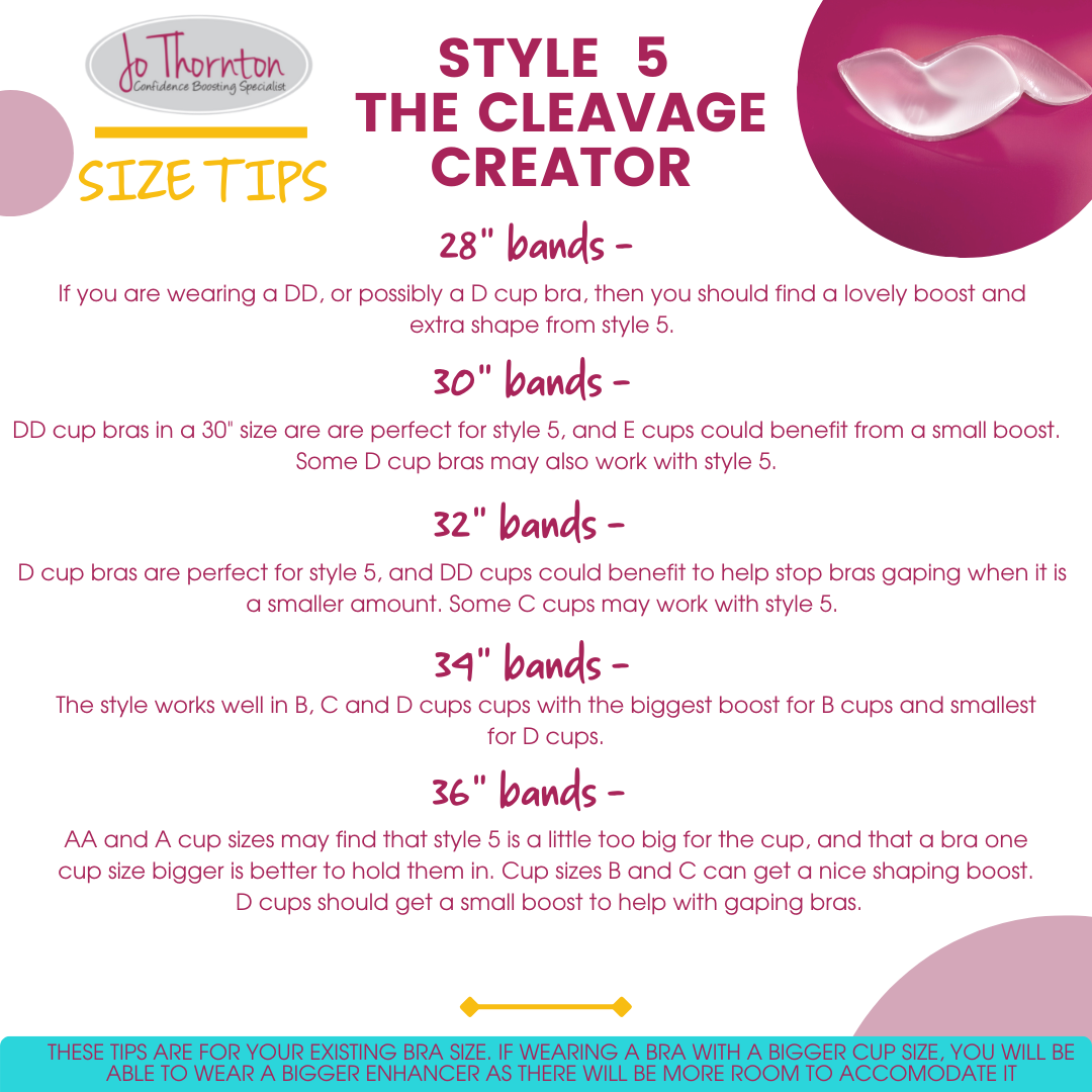  Style 5 Breast Enhancers: Unique Side Shaping - Cleavage Booster for Large Cup Sizes 200g - One Pair