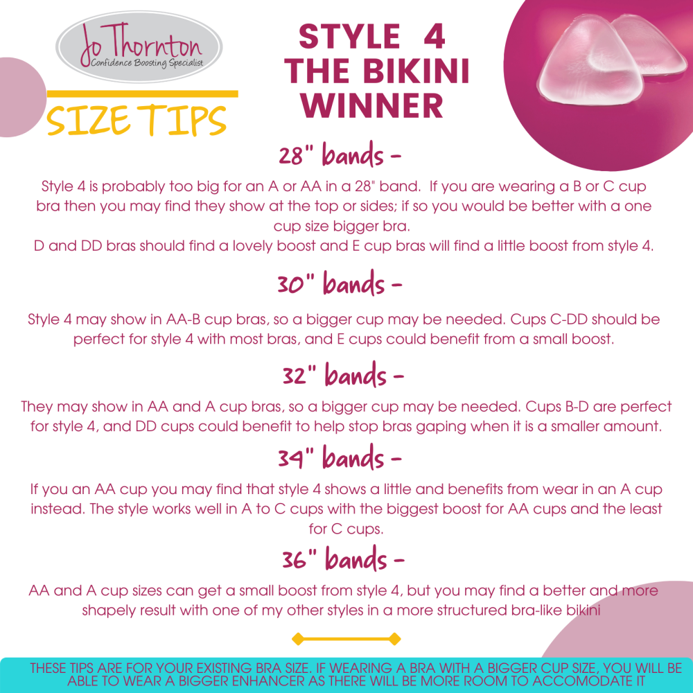  Style 4 Breast Enhancers: The Champion of Bikini Inserts - Suitable for A, B and C cups - 160g Pair