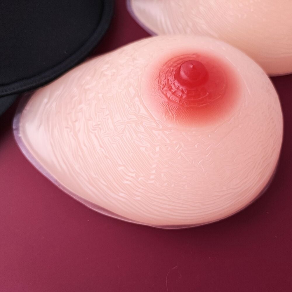 Teardrop Style 1 False Breasts: Silicone Breast Form Prostheses - 300g Each