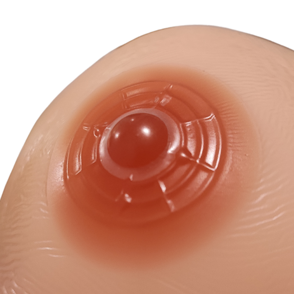 Beautiful Silicone Breast Form Prostheses - Triangle 500g Pair - Standard Thickness Back - One with Faulty Nipple