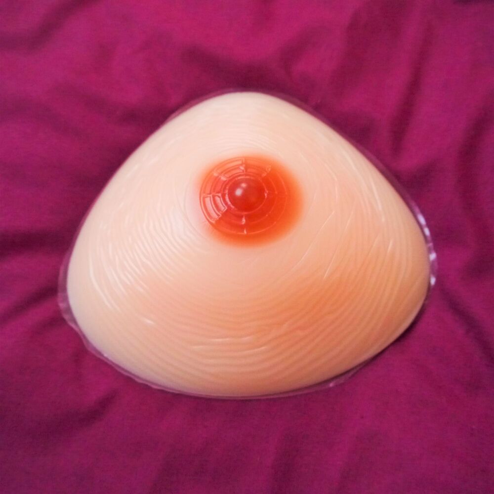 Beautiful Silicone Breast Form Prostheses - Triangle 500g Pair - Standard Thickness Back - Mismatched Nipples