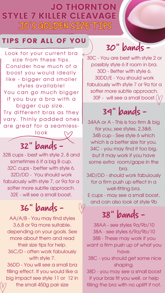  Style 7 Breast Enhancers: The Killer Cleavage Creator Large Size - Suitable for B, C, D, and E cups - 330g Per Pair