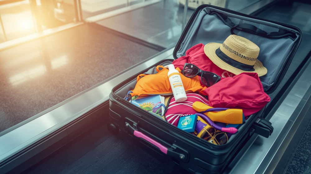 Silicone Bra Inserts in a suitcase at airport security Silicone Bra Inserts in a suitcase at airport security, on the conveyor bel