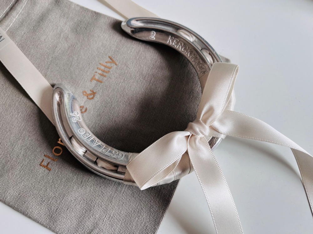 Lucky Horseshoe with Ivory Bow