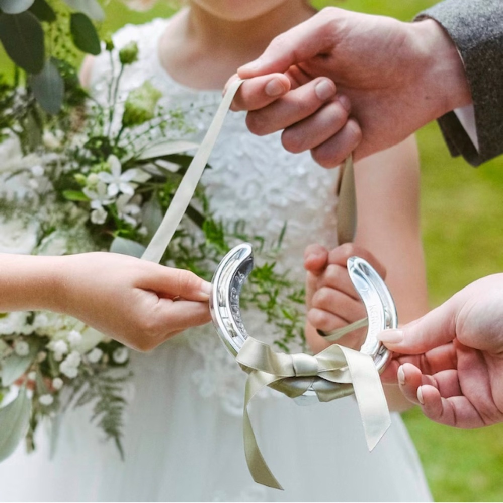 Bridal Lucky Horseshoe with Sage Green Bow