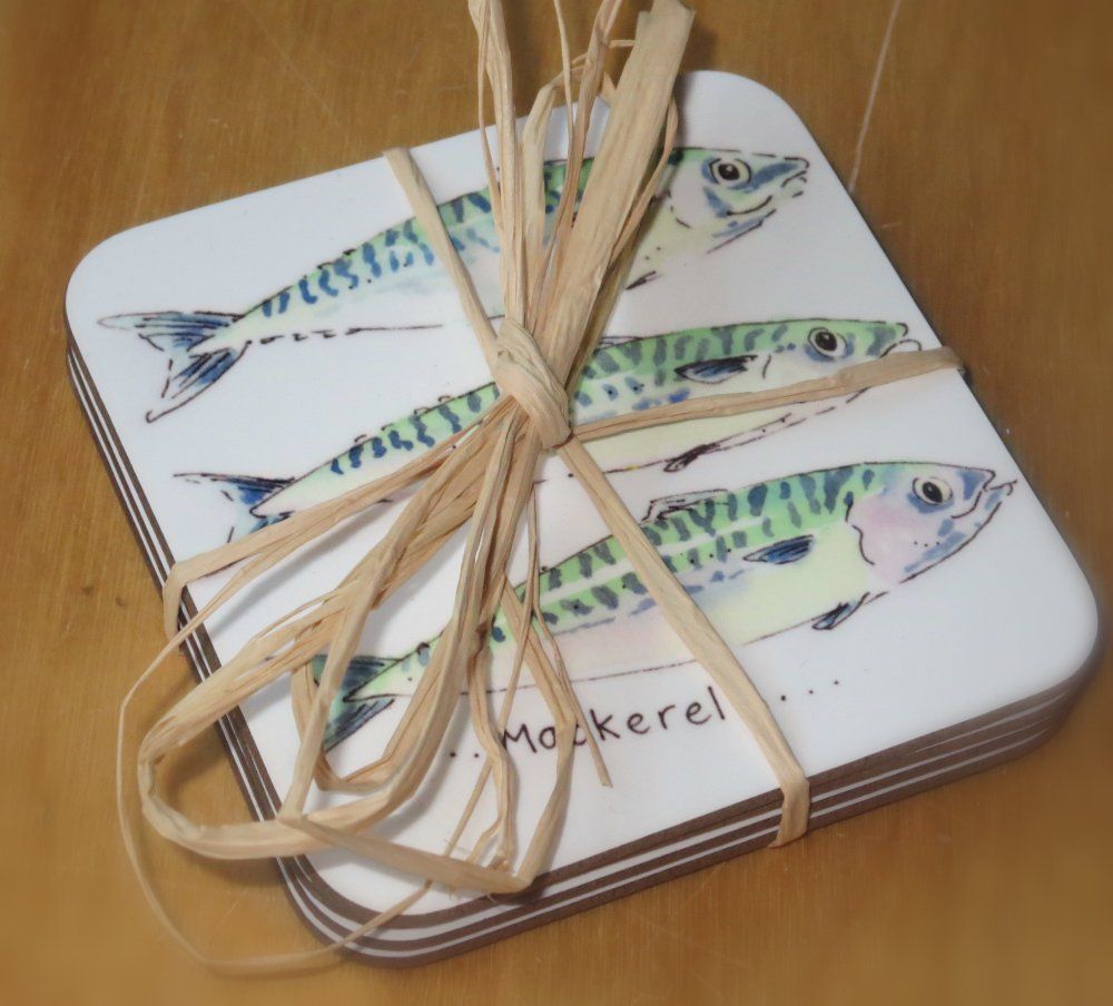 Set of 4 mackerel coasters