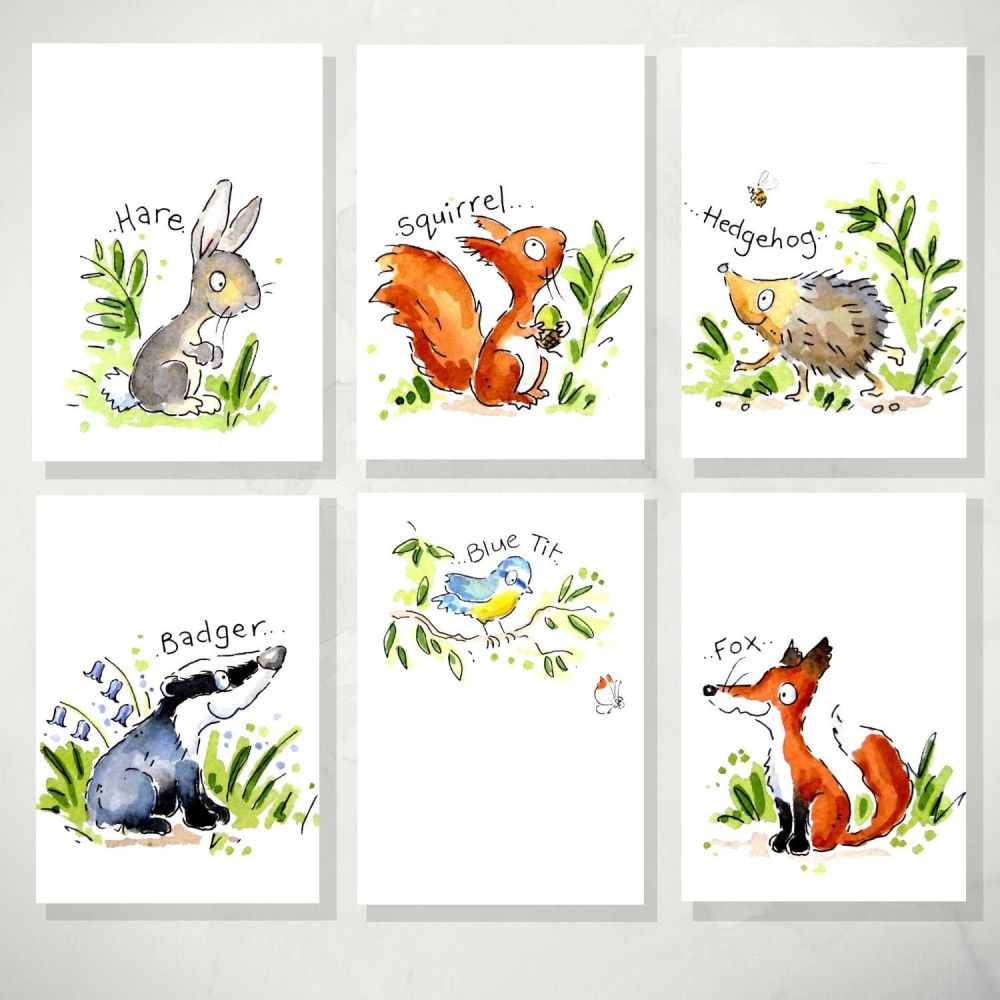 Woodland animals nursery print decor set