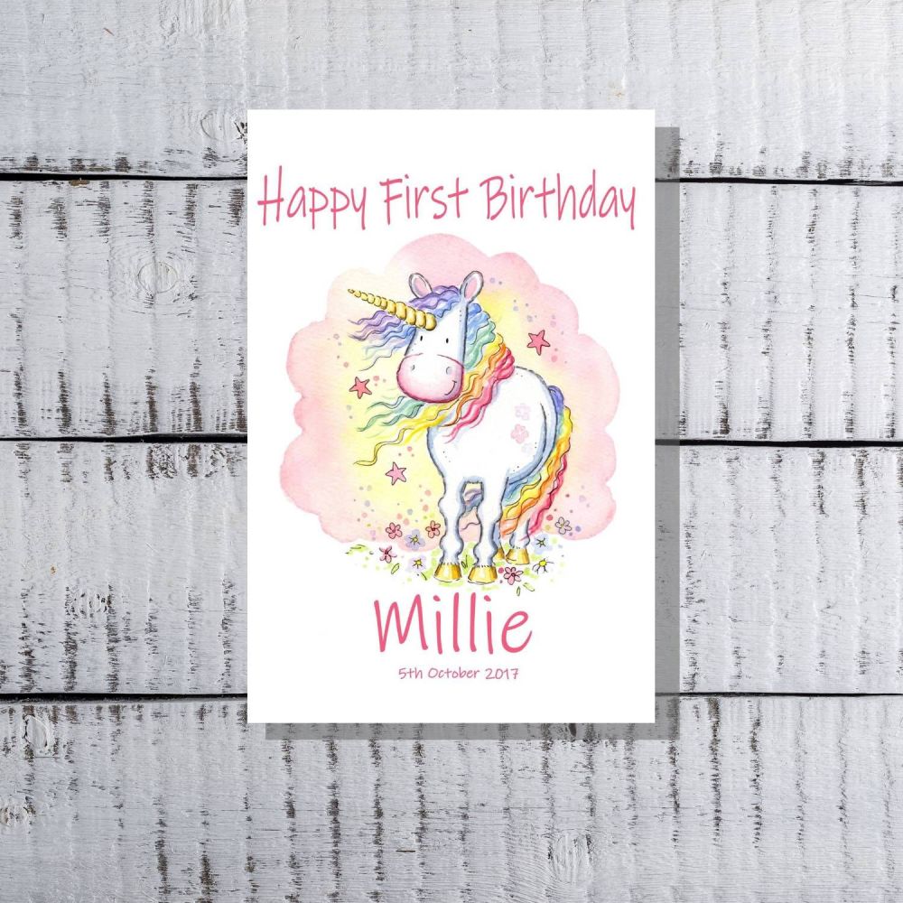 Personalised Unicorn Birthday card