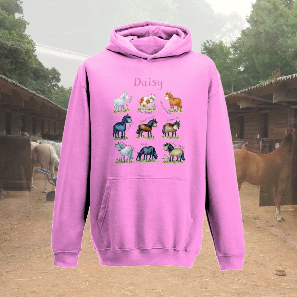 'Native Pony breeds' personalised child's hoodie