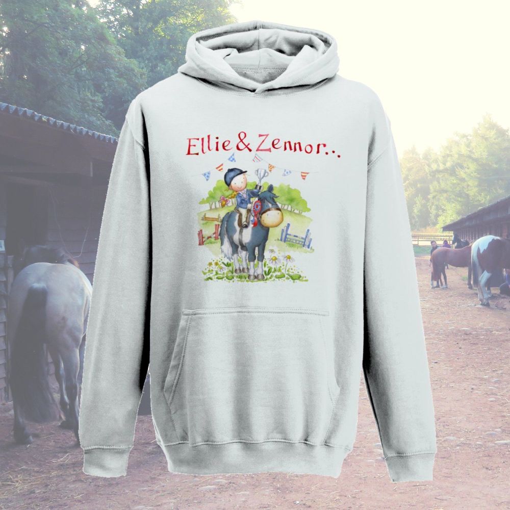 'At the horse show' personalised child's hoodie