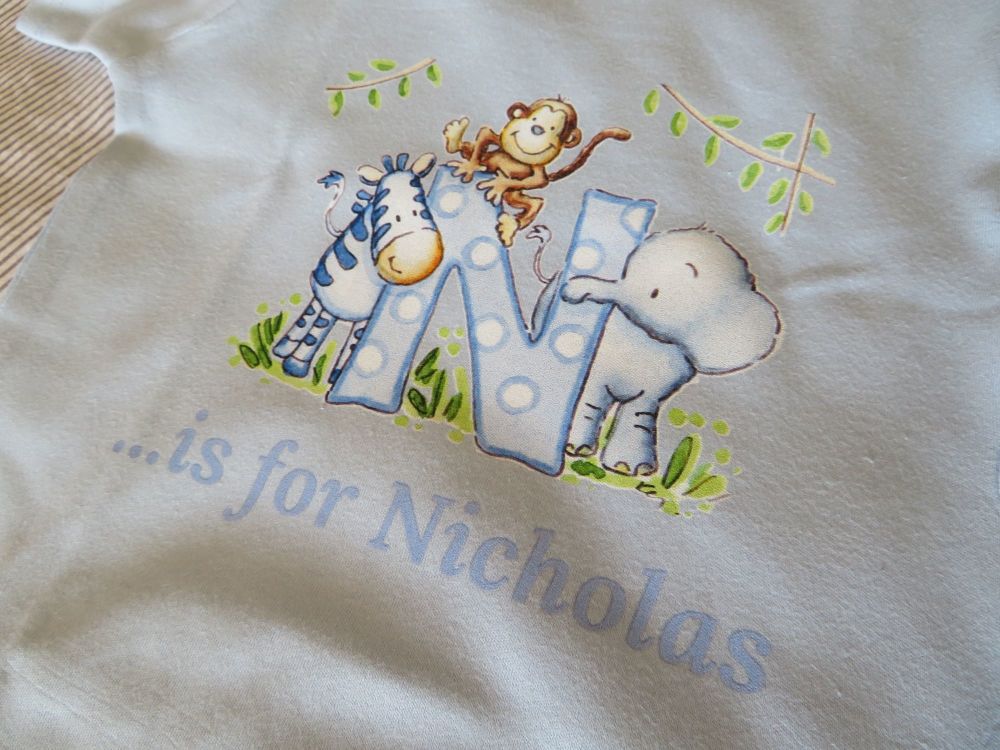 Initial and name personalised baby T shirt