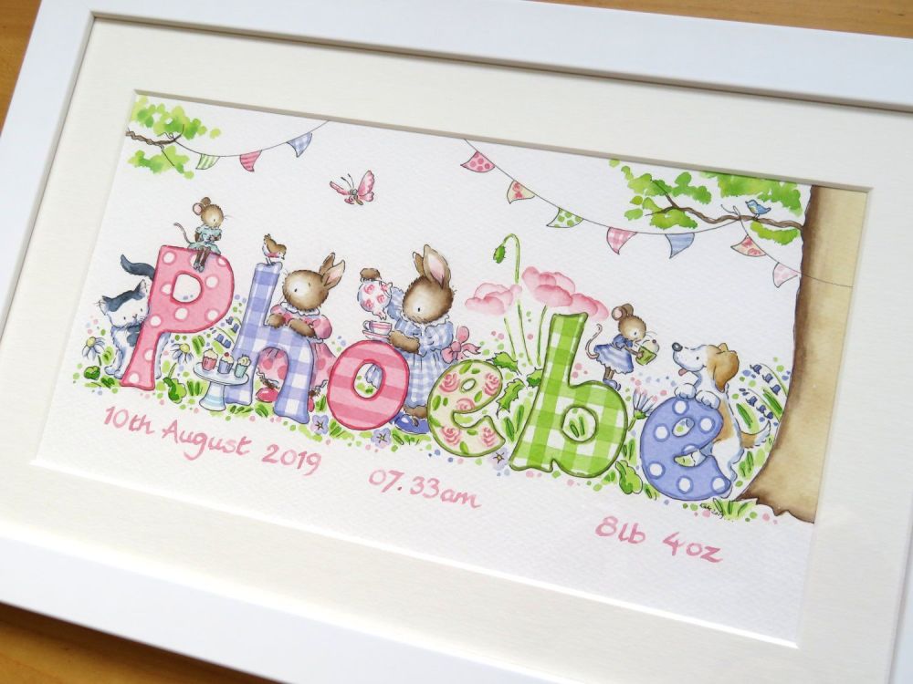 Personalised name paintings - original watercolours by Baby Name Pictures