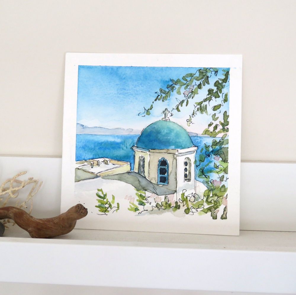 Santorini watercolour - SOLD!