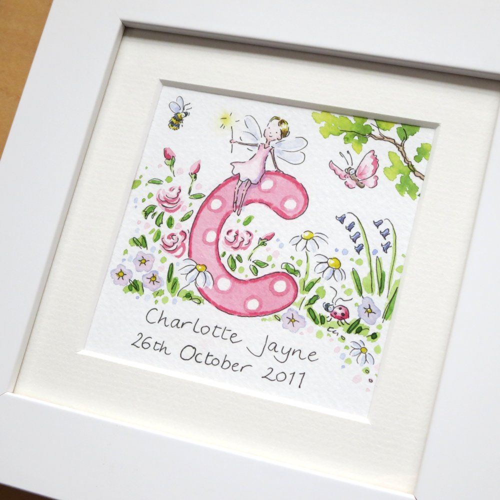Personalised fairy watercolour  initial painting