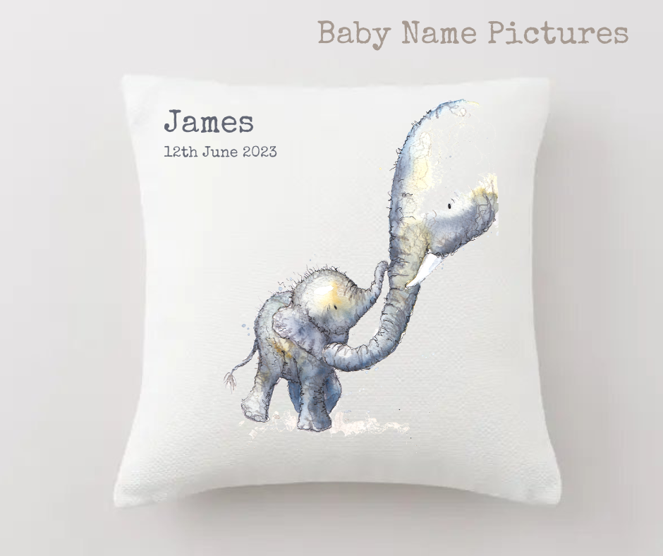 Elephant mummy and baby cushion- personalised