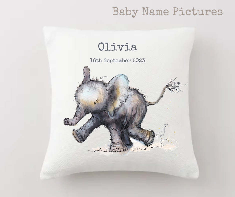 Elephant baby cushion- personalised