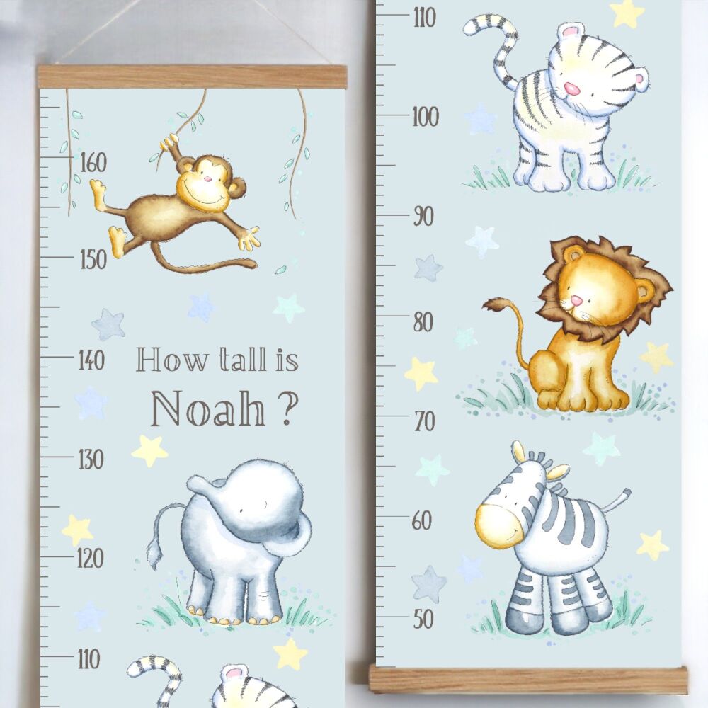 Jungle animals personalised height chart