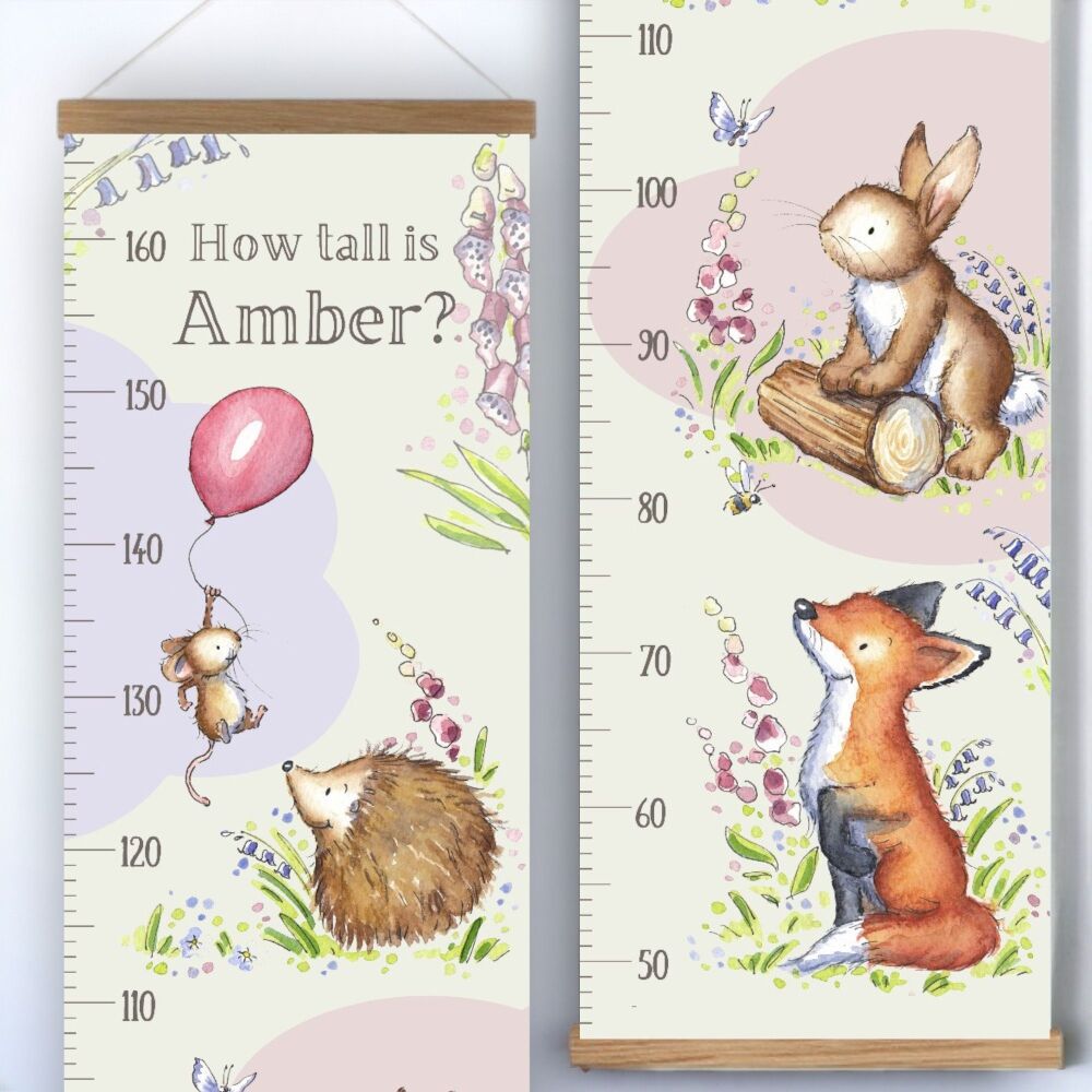 Woodland animals personalised height chart