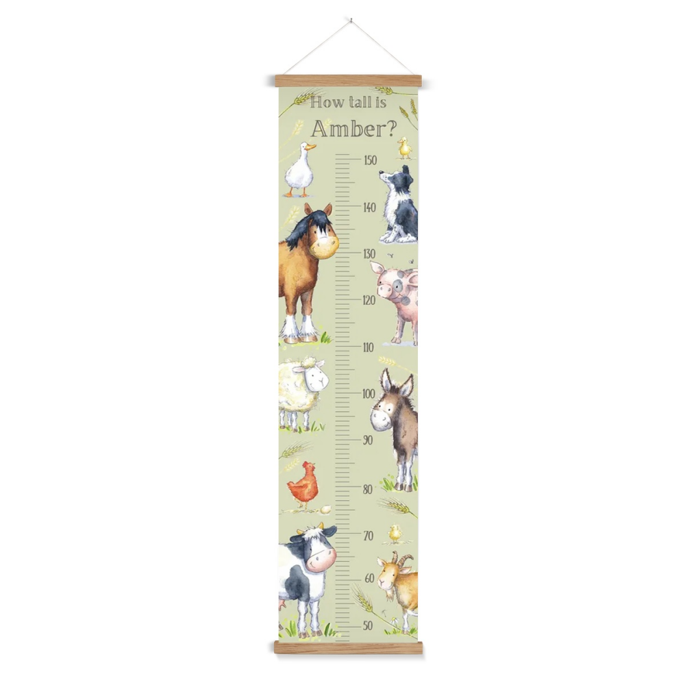 Farm animals personalised height chart