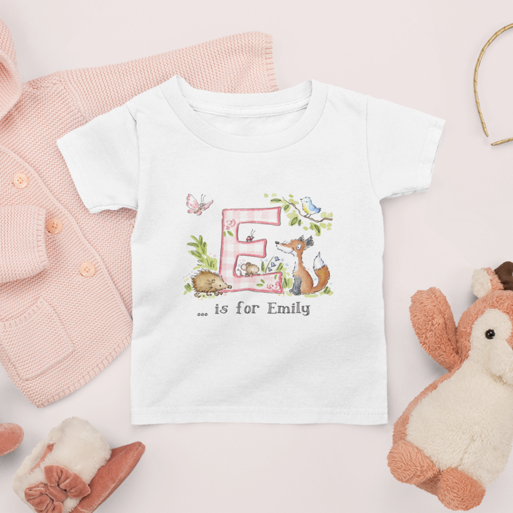 Initial and name personalised baby T shirt
