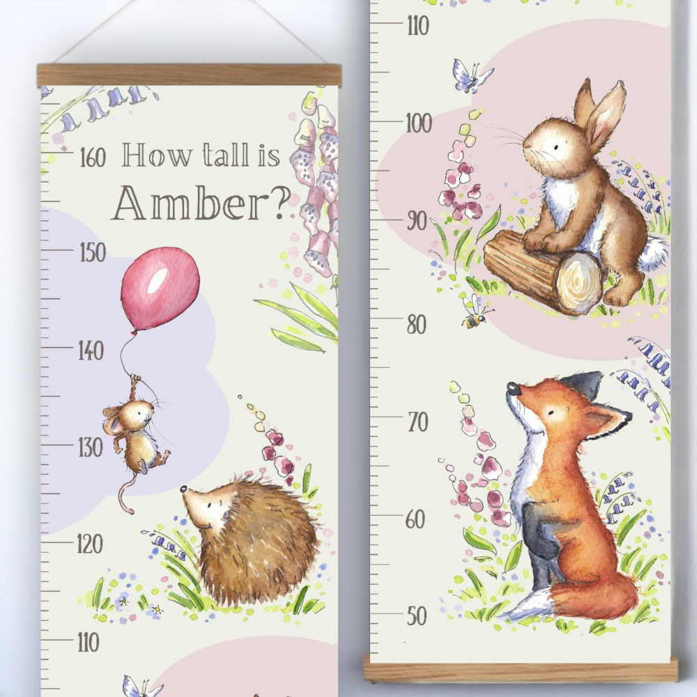 Height Chart Personalised Woodland Animals| Personalized Growth Chart, woodland nursery decor, 1st birthday,baby gift, baby girl gift