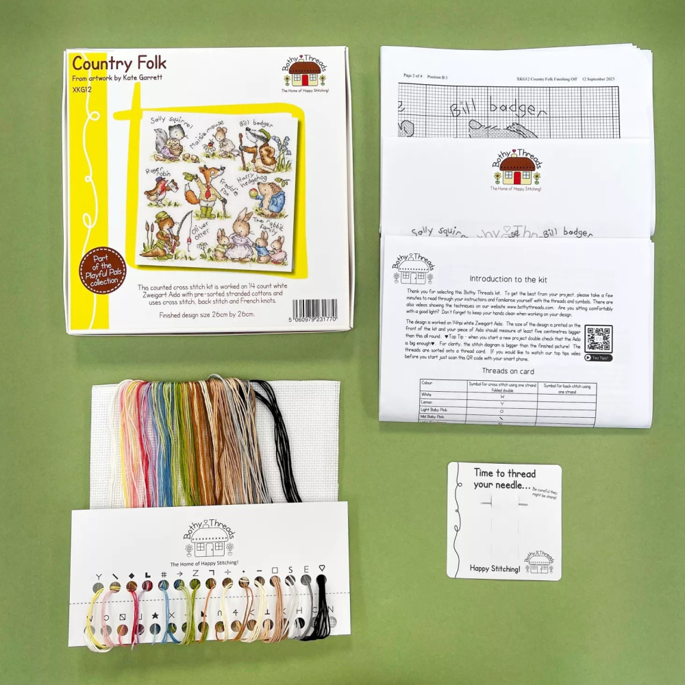 Counted Cross Stitch Kit Bothy Threads Country Folk | Kate Garrett | nursery decor | woodland nursery | grandma gift | baby shower gift