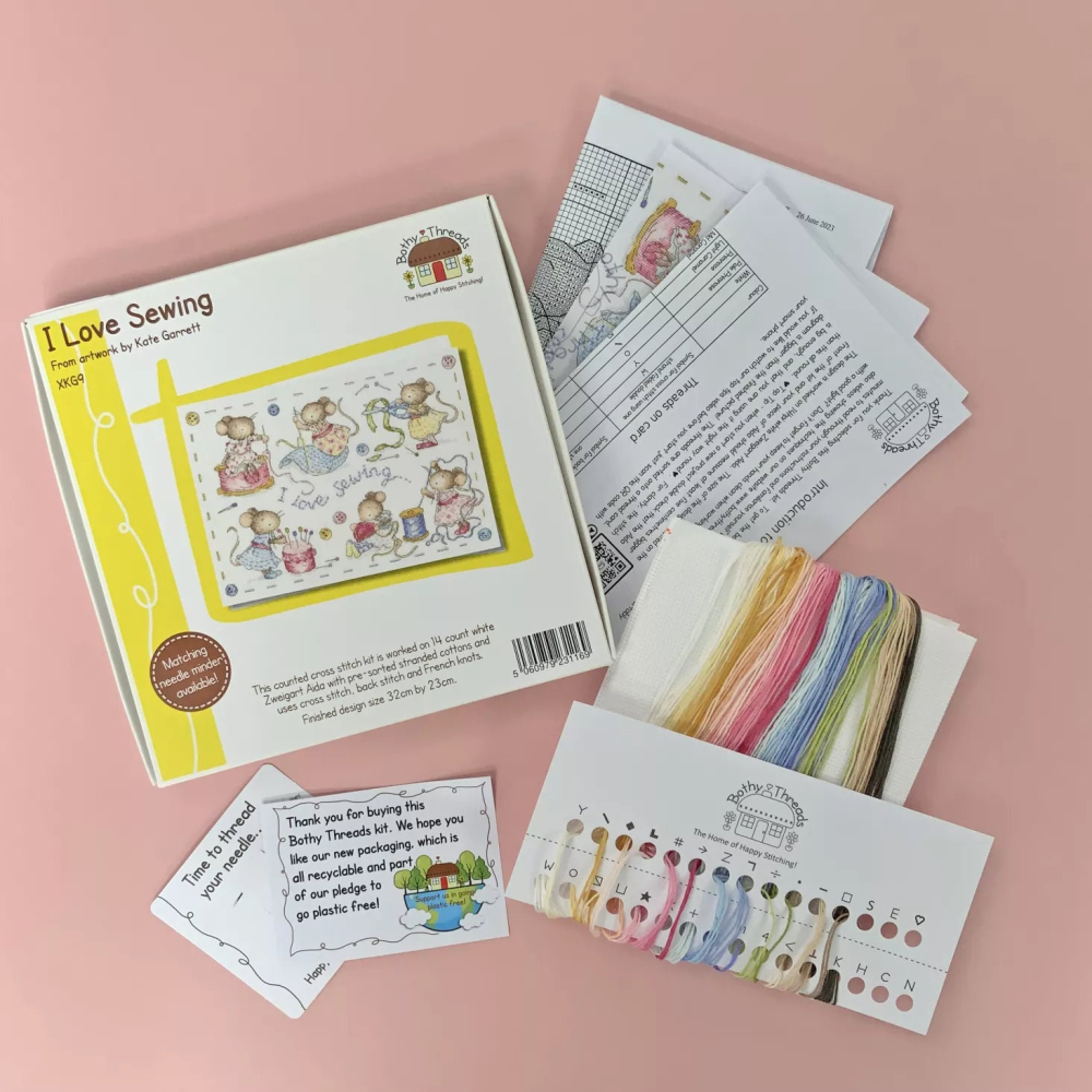 Cross Stitch Kit Bothy Threads  I love sewing | Kate Garrett | gift for crafter | Sewing lover | gift for crafter |grandma gift | XKG9