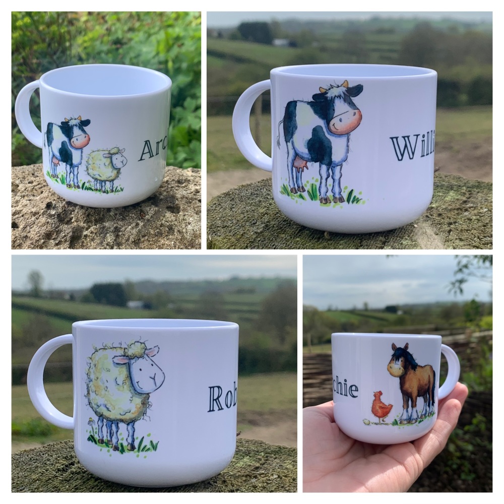 Childrens polymer mug - farm animals