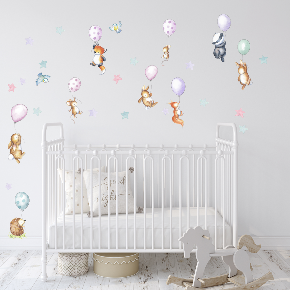 Woodland Animals Nursery Wall stickers - pinks and mauves