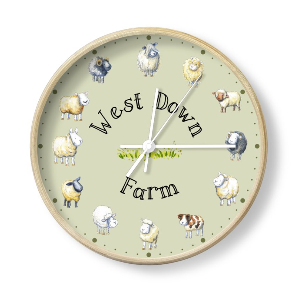 Sheep kitchen clock - farm name