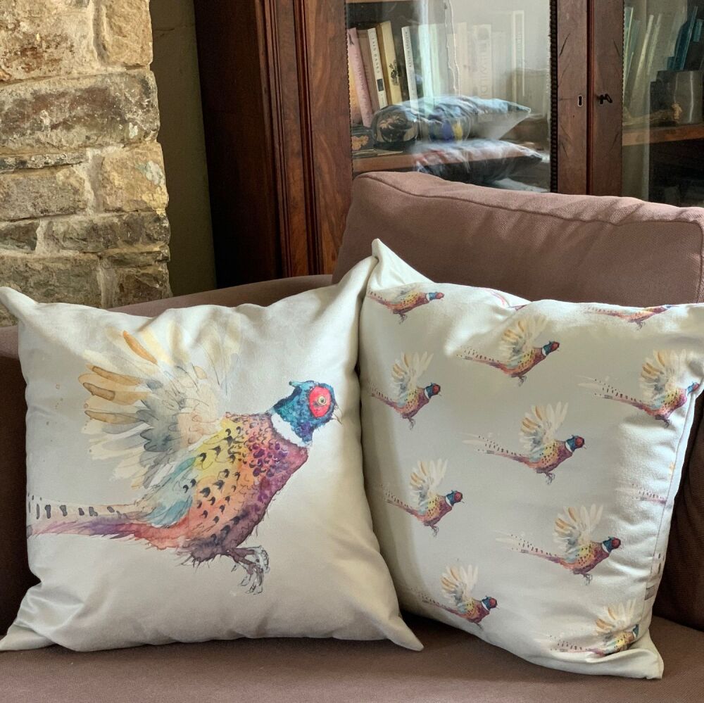Pheasant Cushion - double sided.