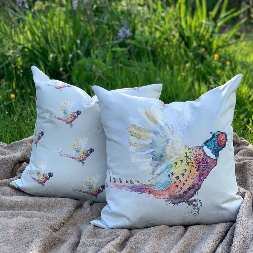 Pheasant Cushion - double sided.