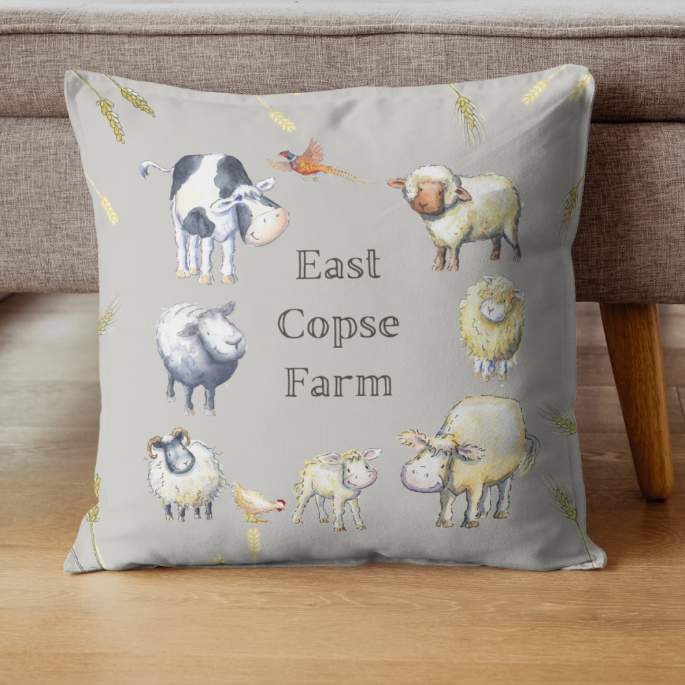 Farm breeds cushion- personalised with farm name