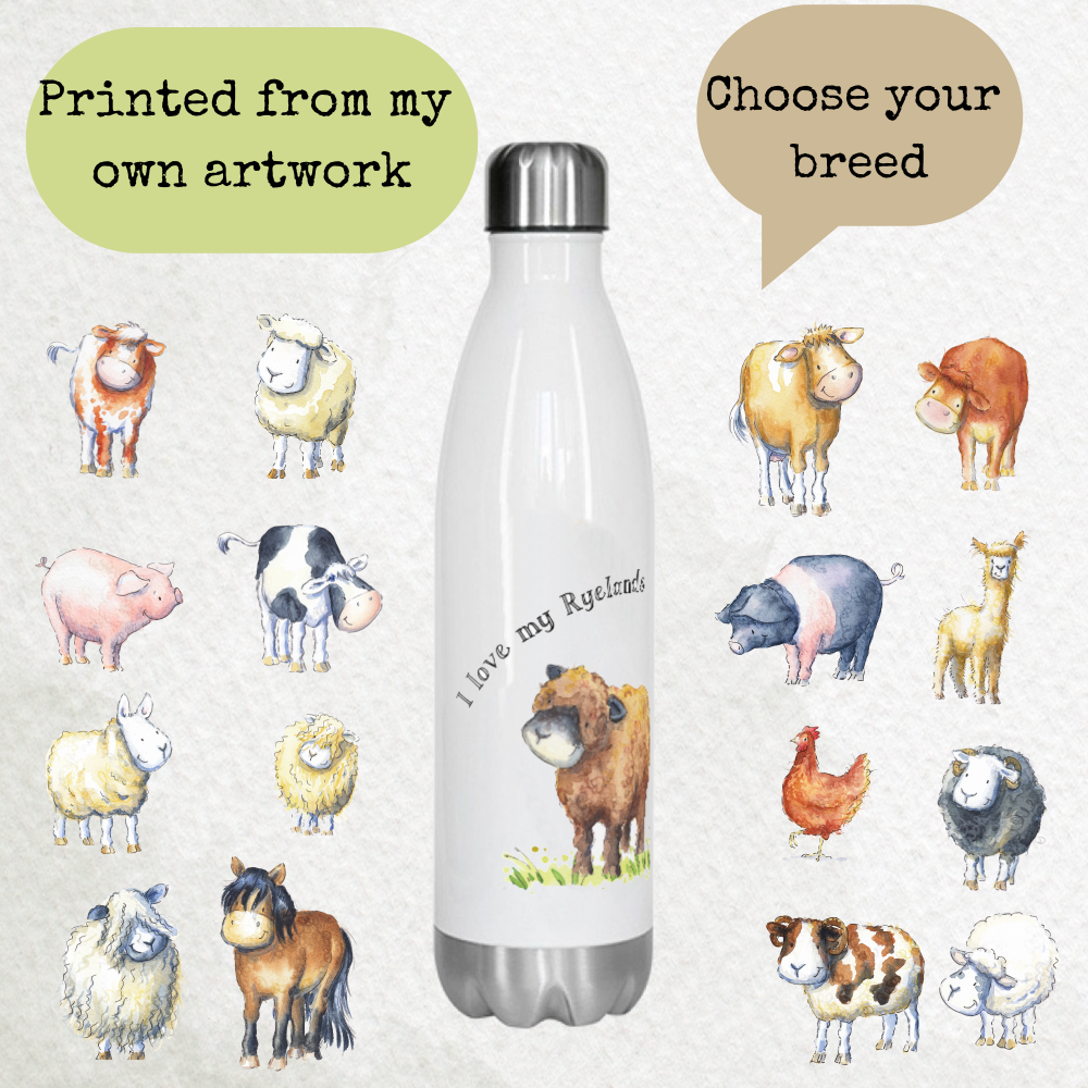 Farm breed thermal water bottle - personalised