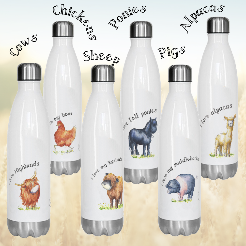 Farm breed thermal water bottle - personalised