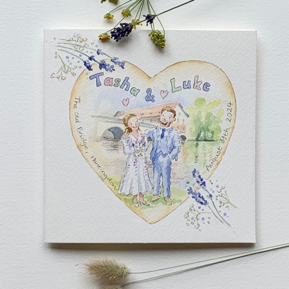 Handpainted Wedding card