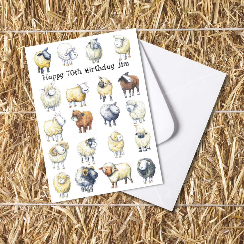 Personalised Sheep breed Birthday card