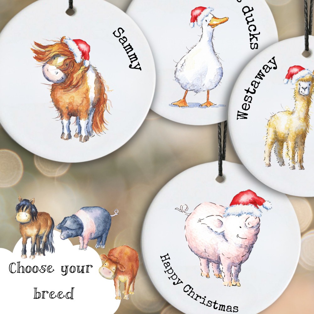 Farm animal hanging ceramic decoration