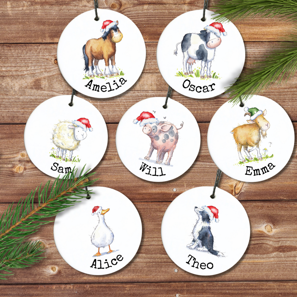 Farm animal name ceramic decoration