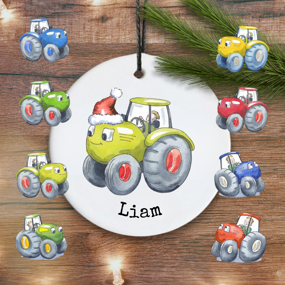 Tractor personalised hanging ceramic decoration