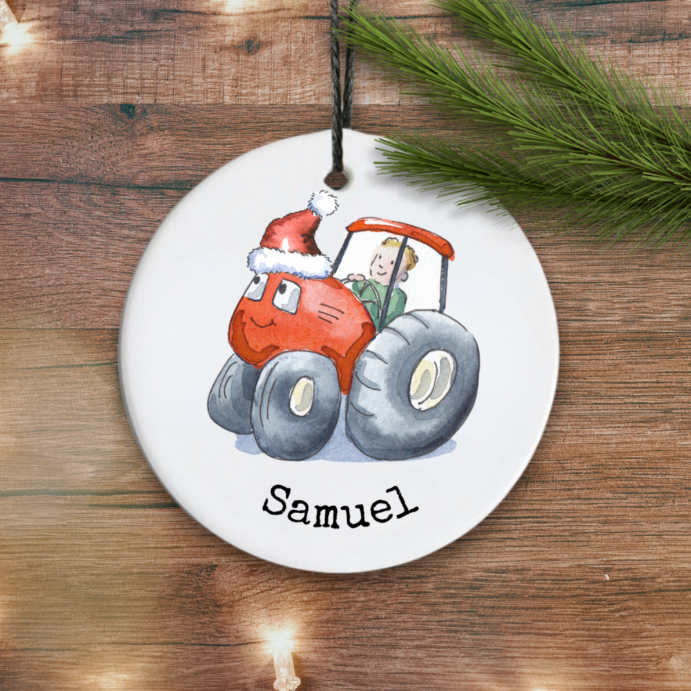 Tractor personalised hanging ceramic decoration