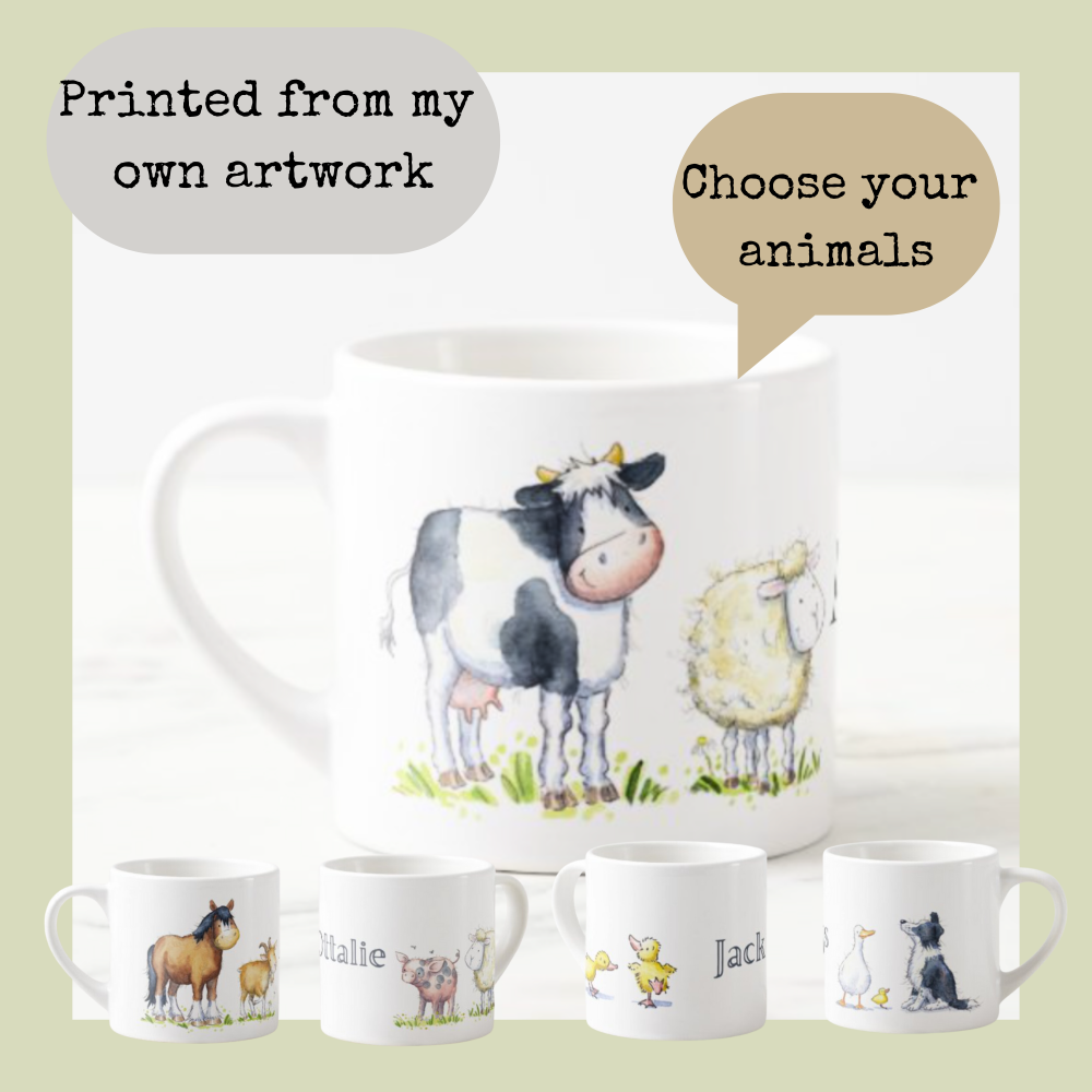 Childrens ceramic mug - farm animals