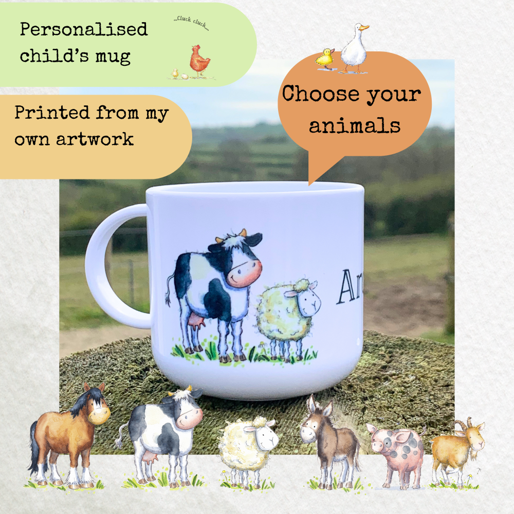 Childrens polymer mug - farm animals