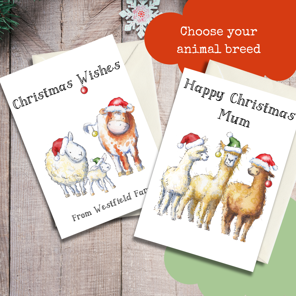 Farm animal breed personalised Christmas Card