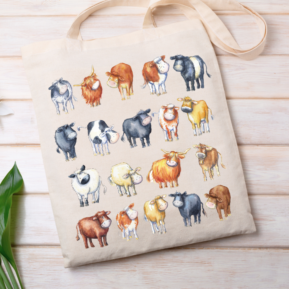 Tote bag - multiple cow breeds